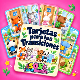 Portada de las Tarjetas para las Transiciones, con los animalitos en fila